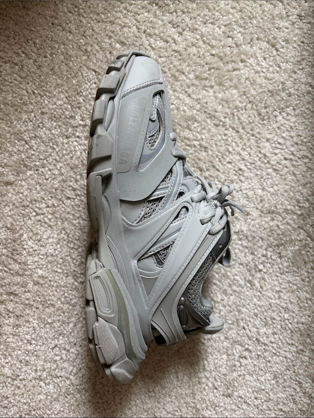 Balenciaga Light Gray Layered Runner Sneaker